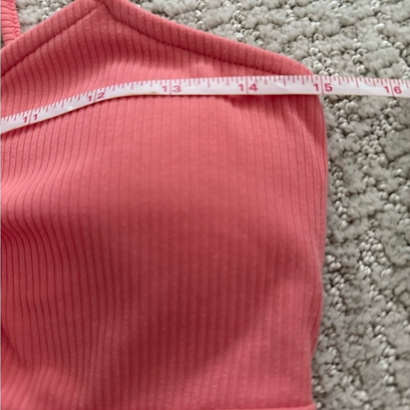 Derek Heart Ribbed Crop Tank Top Size M Pink Padded - Picture 5 of 6